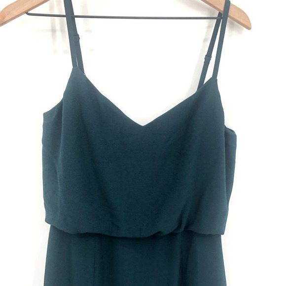 DRESS THE POPULATION Gracelyn Pine Blouson High Slit Maxi Dress Size Large NEW - Picture 3 of 14